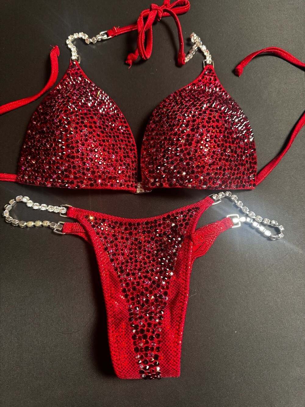 Toxic Angelz Bikinis Full Scatter Red Competition Bikini with Molded Cups